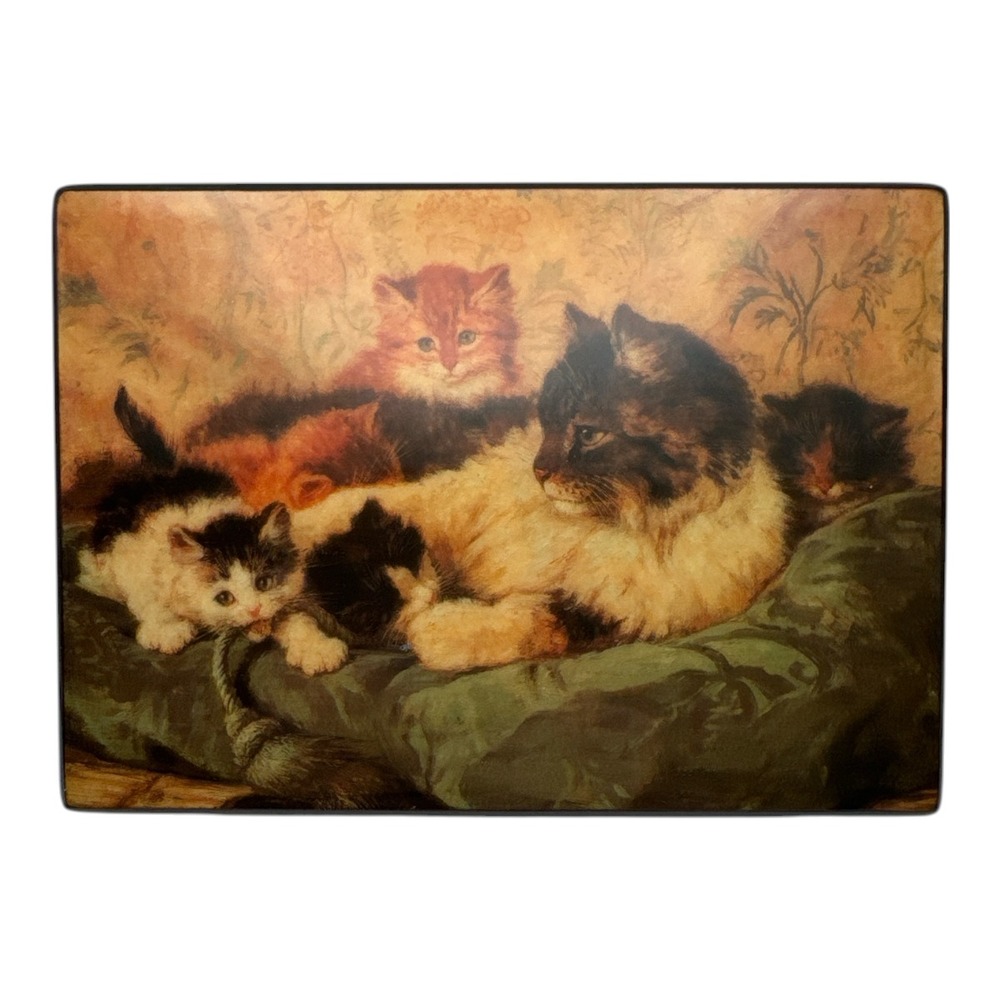Cat Kittens Kitties Lounging Musical Trinket Box Greensleeves New in Box